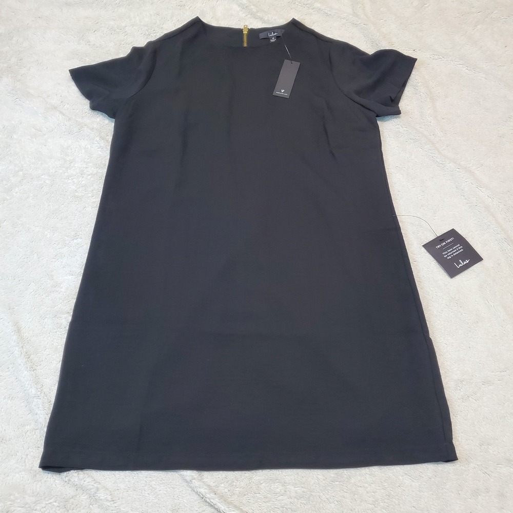 Lulu's Black Midi Dress with Gold Zip
